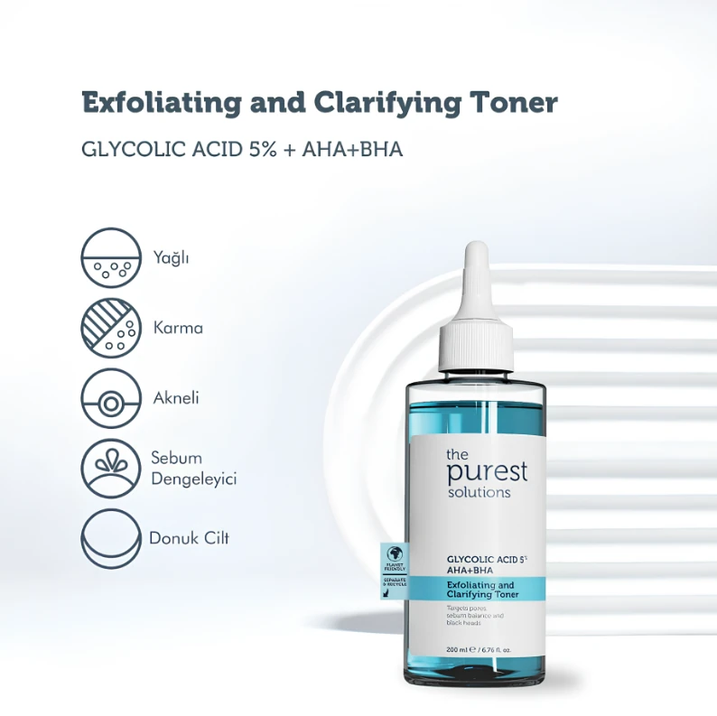 The Purest Solutions Canlandırıcı ve Gözenek Sıkılaştırıcı Glikolik Asit Mavi Tonik 200 ml