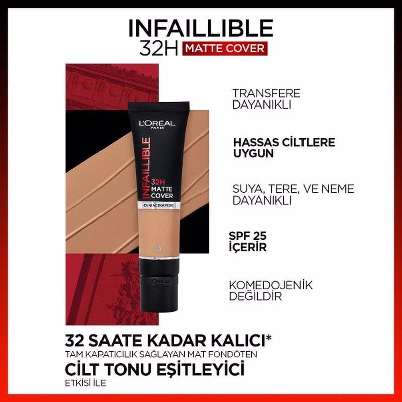 L'Oréal Paris Infaillible 24H Matte Cover Yüksek Kapatıcı Fondöten - 155 Cool Undertone