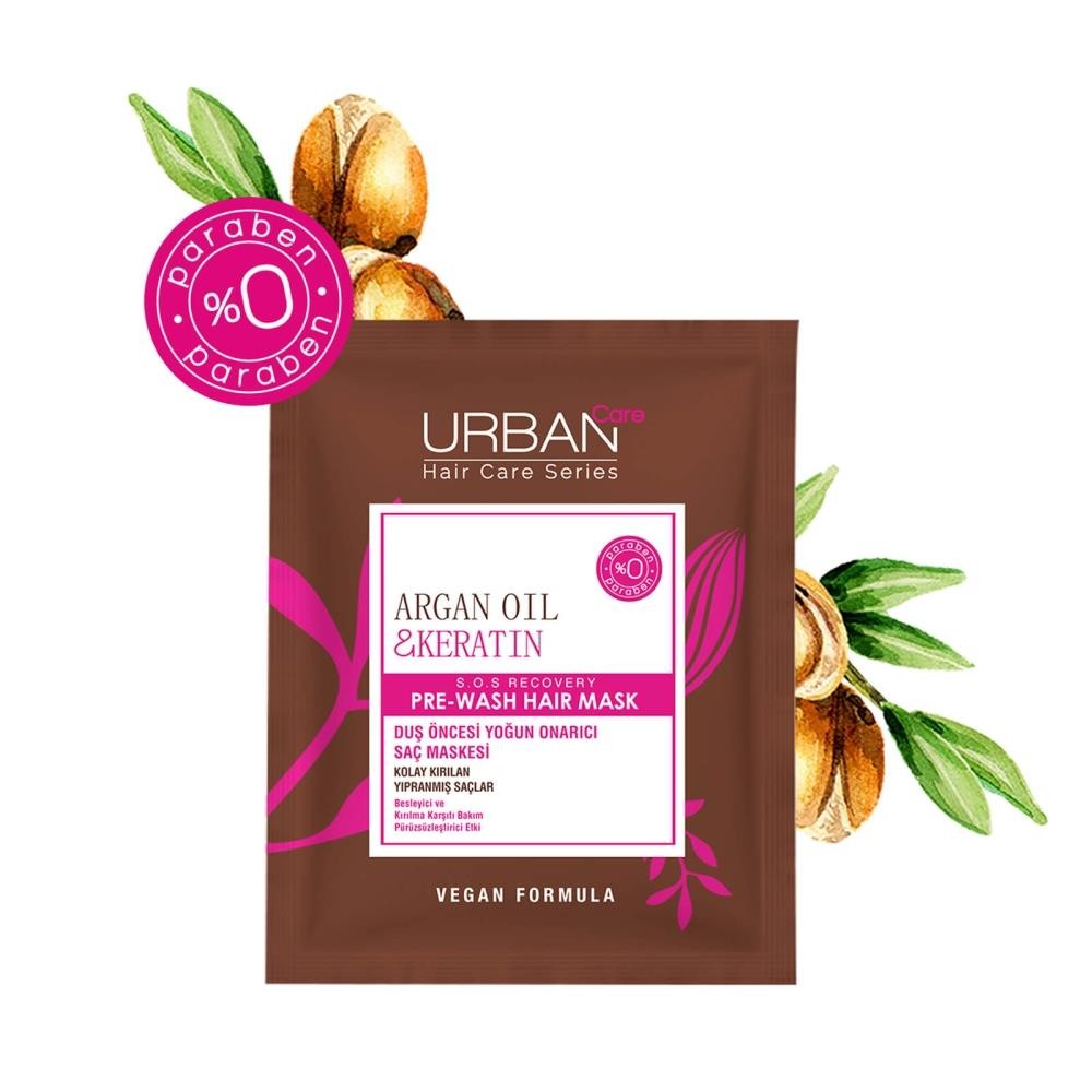 Urban Care Argan Oil & Keratin Duş Öncesi Yoğun Onarıcı Saç Maskesi 50 ml