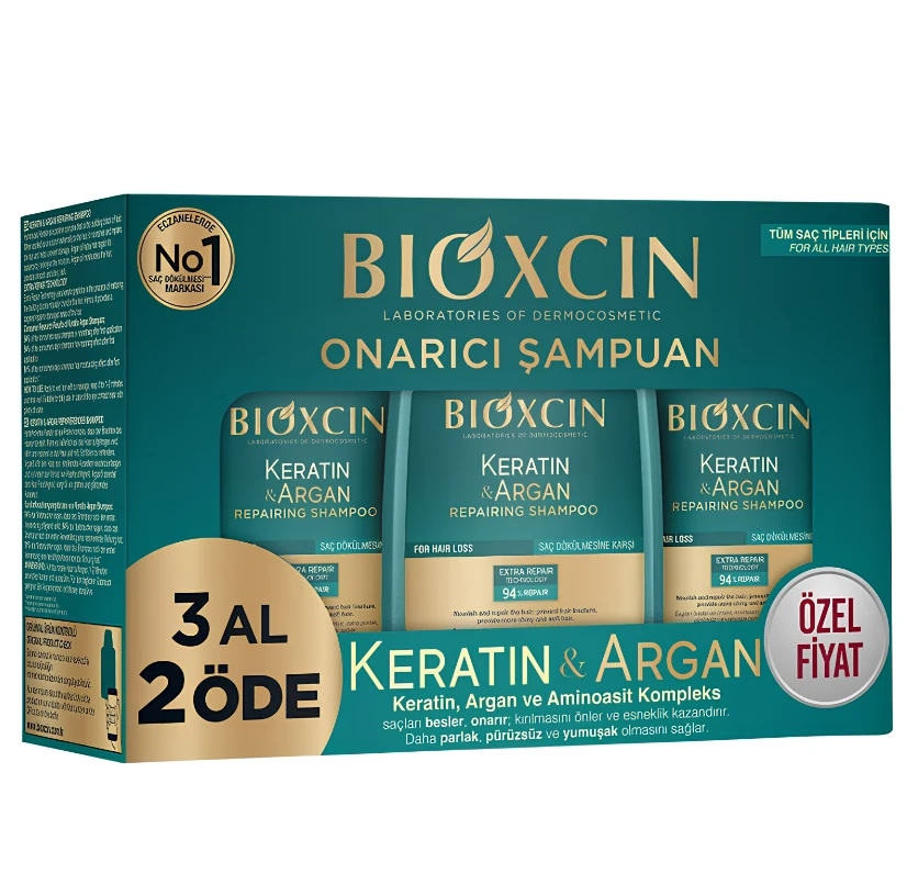 Bioxcin Keratin & Argan Onarıcı Şampuan 300 ml 3 Al 2 Öde