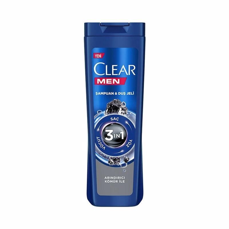 Clear Men 3 İn 1 Şampuan & Duş Jeli Arındırıcı Kömür 350 ml