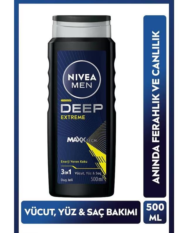 Nivea Men Deep Extreme 3'ü 1 Arada Duş Jeli 500 ml 