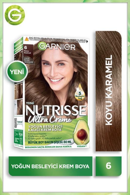 Garnier Nutrisse Yoğun Besleyici Kalıcı Krem Saç Boyası - 6.0 Koyu Karamel
