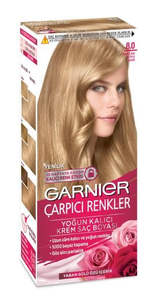 Garnier Çarpıcı Renkler Krem Saç Boyası - 8.0 Parlak Koyu Sarı