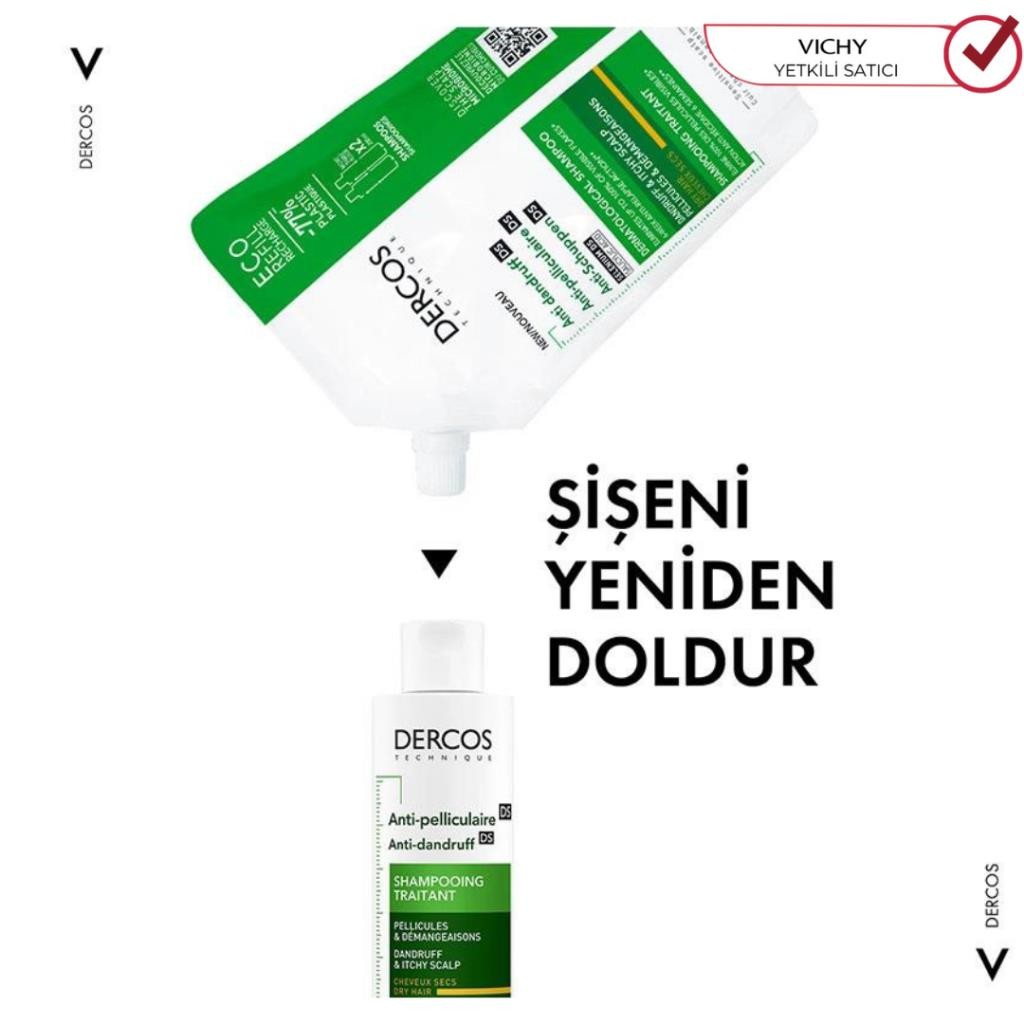 Vichy Dercos Anti Dandruff Şampuan - Kepek Karşıtı Yeniden Dolum Paketi 500 ml