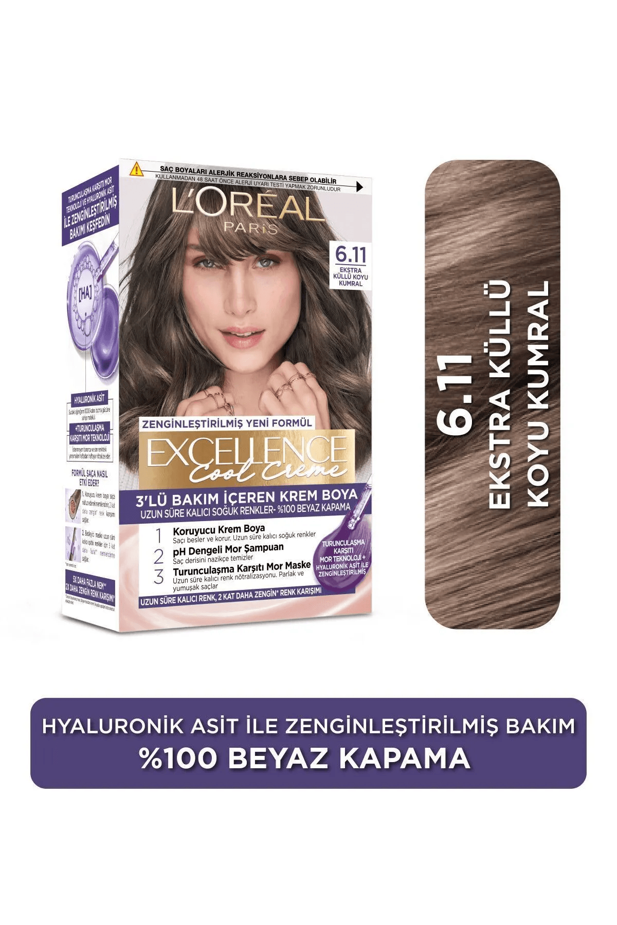 L’Oréal Paris Excellence Cool Creme Saç Boyası – 6.11 Ekstra Küllü Koyu Kumral