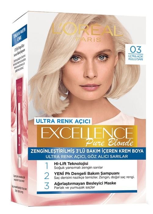 L’Oréal Paris Excellence Pure Blonde Ultra Renk Açıcı - 03 Ultra Açık Küllü Sarı