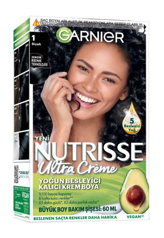 Garnier Nutrisse Yoğun Besleyici Kalıcı Krem Saç Boyası - 1.0 Siyah
