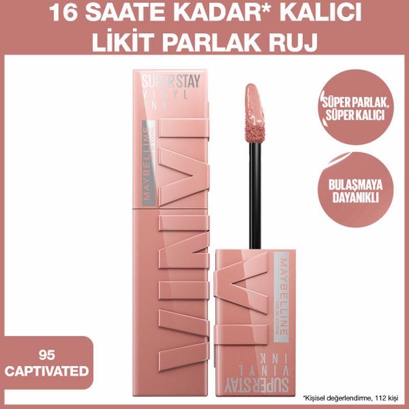 Maybelline New York Super Stay Vinyl Ink Likit Parlak Ruj - 95 Captivated