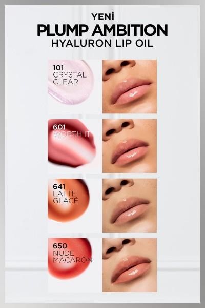 L'Oréal Paris Plump Ambition Hyaluron Lip Oil Besleyici ve Nemlendirici Dudak Parlatıcısı - 101 Cristal Clear