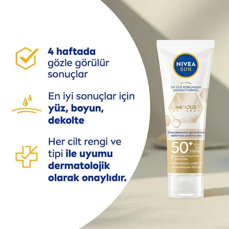 Nivea Sun Lumınous Leke Karşıtı Güneş Koruyucu Yüz Kremi SPF50 40 ml 