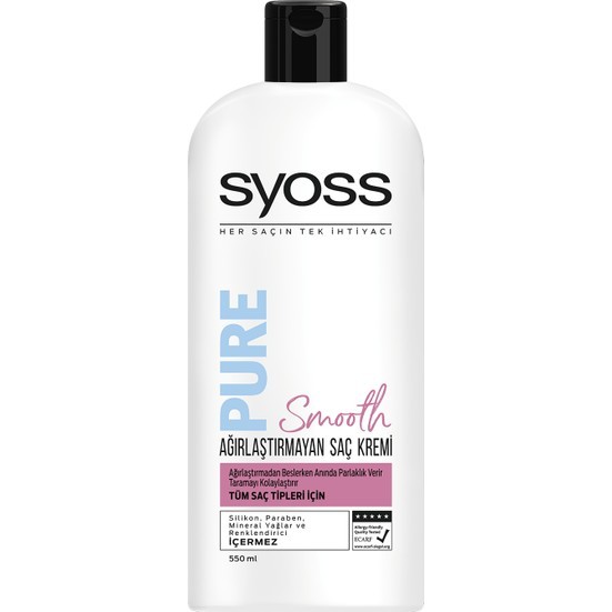 Syoss Pure Smooth Ağırlaştırmayan Saç Kremi 550ml