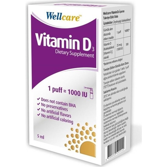 Wellcare Vitamin D3 Sprey 1000IU 5ml
