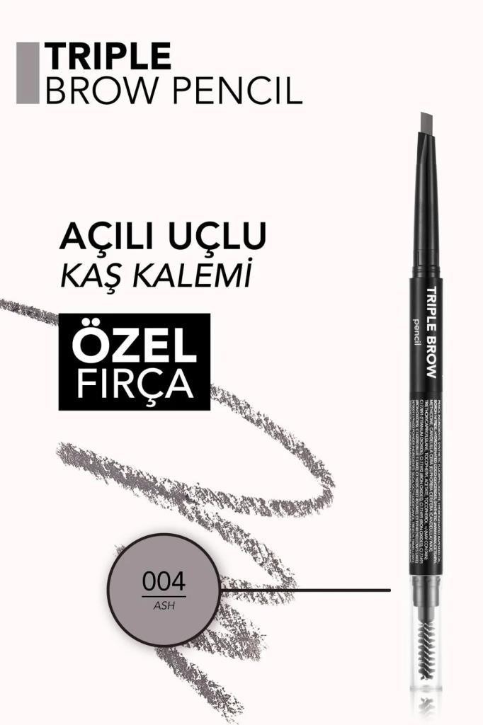 Flormar Triple Brow 3'ü 1 Arada Kremsi Dokulu Kaş Makyaj Kalemi - 004 Ash 