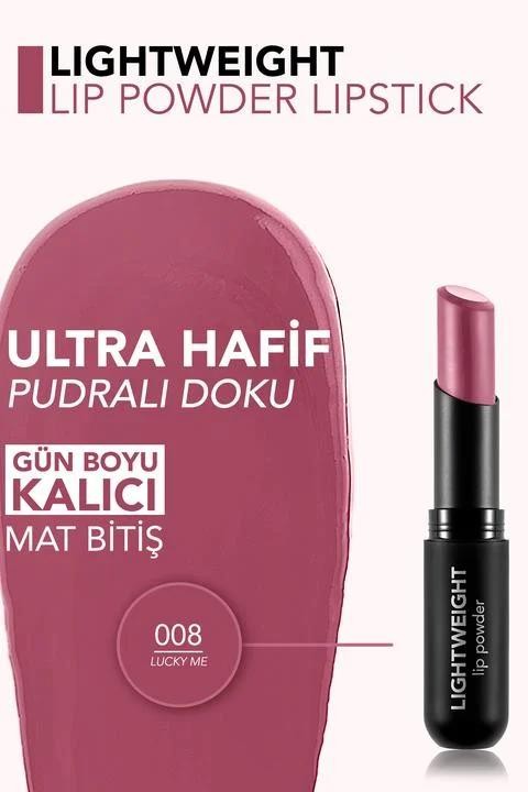 Flormar Lightweight Lip Powder Yüksek Pigmentli & Mat Bitişli Ultra Hafif Ruj - 008