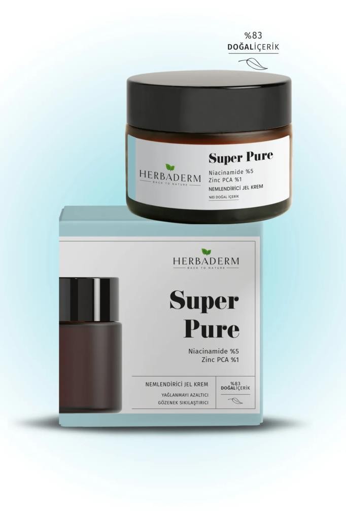 Herbaderm Super Pure Yağlanma Azaltıcı ve Gözenek Sıkılaştırıcı Nemlendirici Jel Krem 50 ml