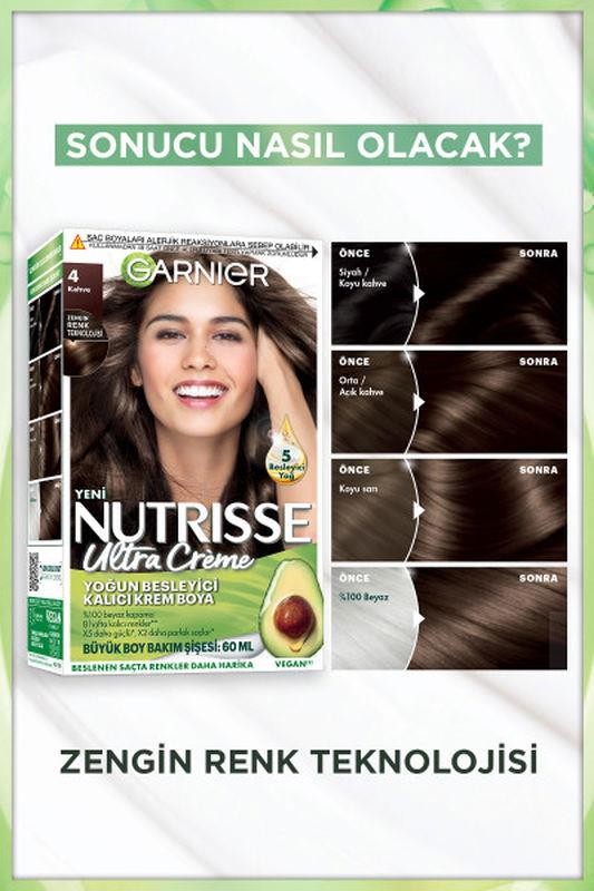 Garnier Nutrisse Yoğun Besleyici Kalıcı Krem Saç Boyası - 5.12 Büyüleyici Küllü Kahve