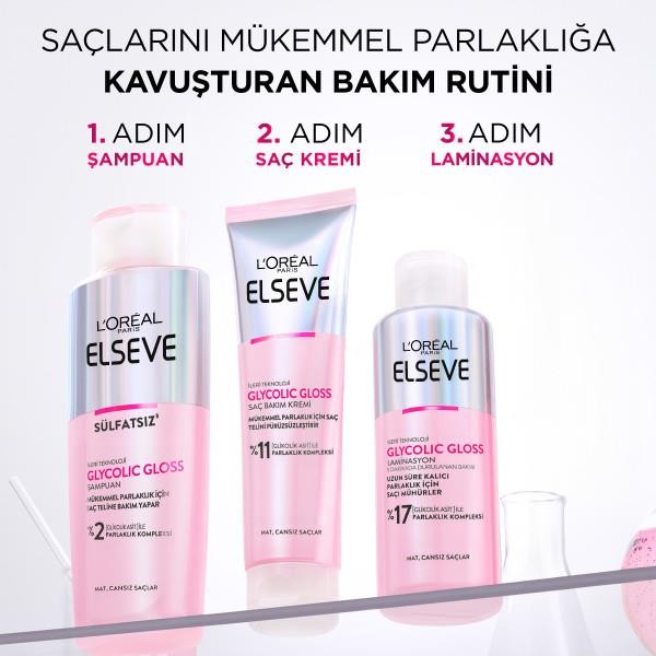 L'Oreal Paris Elseve Glycolic Gloss Parlaklığı Saça Mühürleyen Laminasyon 5 Dakikada Durulanan Bakım 200ml