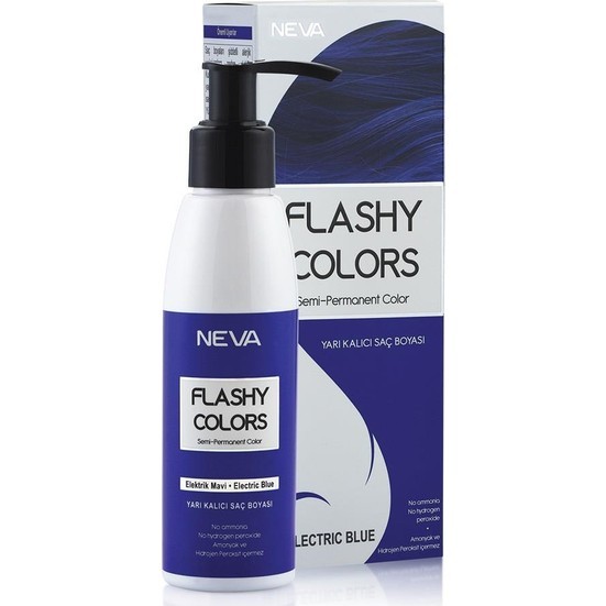 Neva Flashy Colors Yarı Kalıcı Saç Boyası - Elektrik Mavi