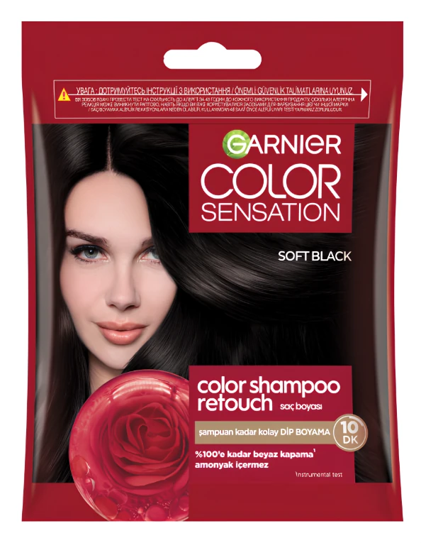 Garnier Color Shampoo Retouch Şampuan Kolaylığında Dip Boyası Soft Black 2.0