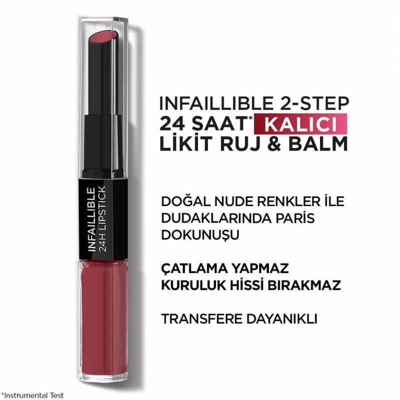 L’Oréal Paris Infaillible 2 Steps Likit Ruj&Balm 804 Metro Proof Rose