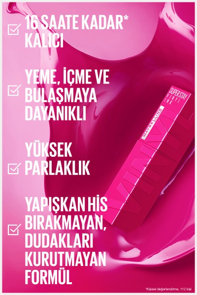 Maybelline New York Super Stay Vinyl Ink Uzun Süre Kalıcı Likit Parlak Ruj - 155 Upbeat 