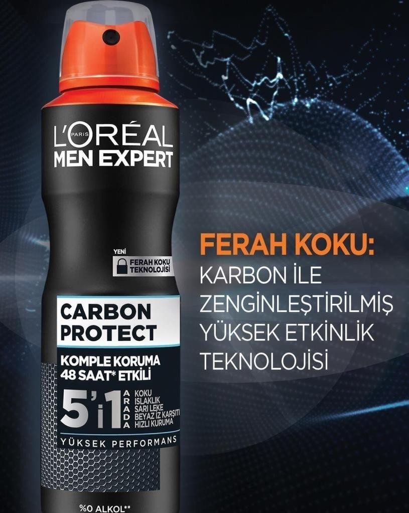 Loreal Paris Carbon Protect Anti Perspirant 5'i 1 Arada Erkek Sprey Deodorant 150 ml 