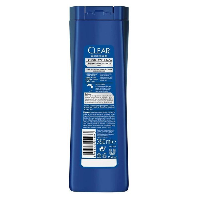 Clear Men Hızlı Stil 2'si 1 Arada Kepeğe Karşı Etkili Şampuan 350 ml