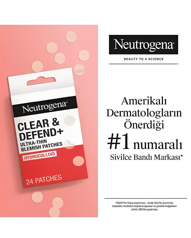Neutrogena Clear & Defend Ultra Thin Blemish Patch Akne ve Sivilce Bandı 24'lü