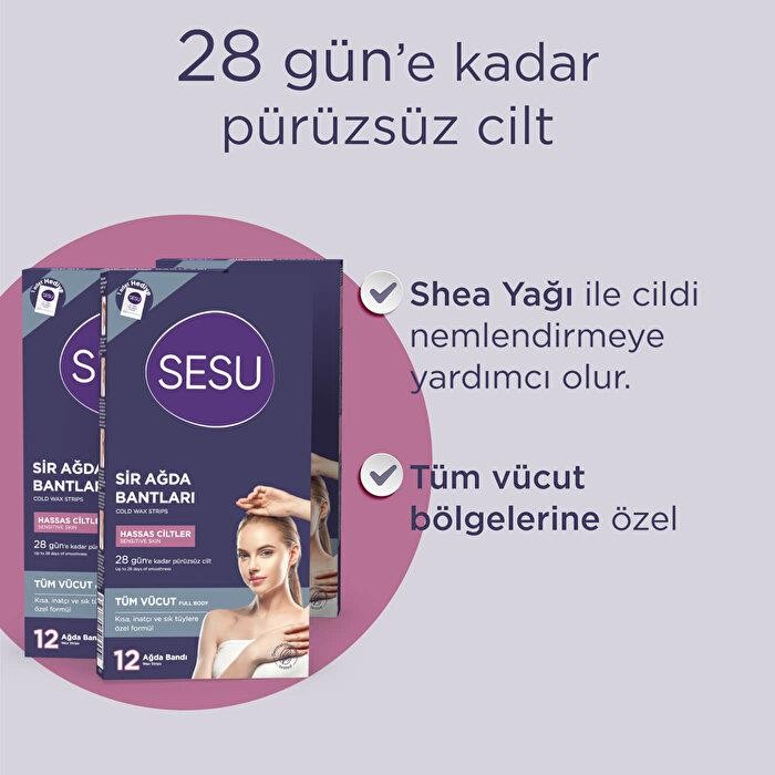 Sesu Tüm Vücut Sir Ağda Bantları 12 Adet 