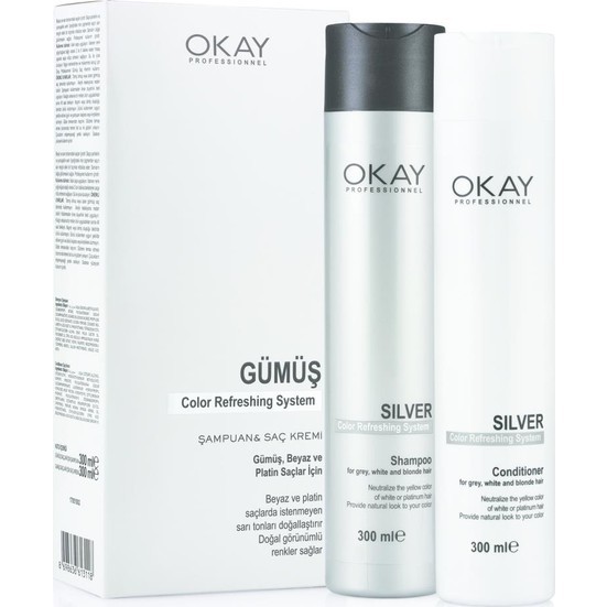 Neva Okay Color Refreshing System Silver Şampuan 300ml + Saç Kremi 300ml
