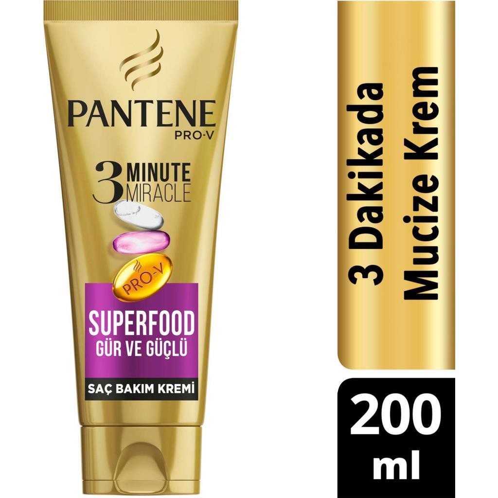 Pantene Pro-V 3 Minute Miracle Superfood Gür ve Güçlü Saç Bakım Kremi 200 ml