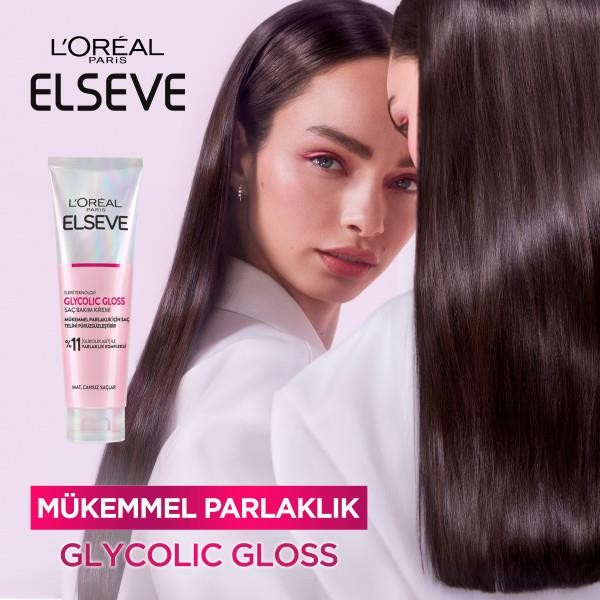 L'Oréal Paris Elseve Glycolic Gloss Mükemmel Parlaklık için Pürüzsüzleştirici Saç Kremi 150ml