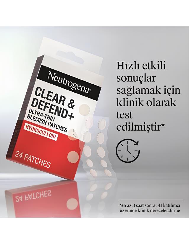 Neutrogena Clear & Defend Ultra Thin Blemish Patch Akne ve Sivilce Bandı 24'lü