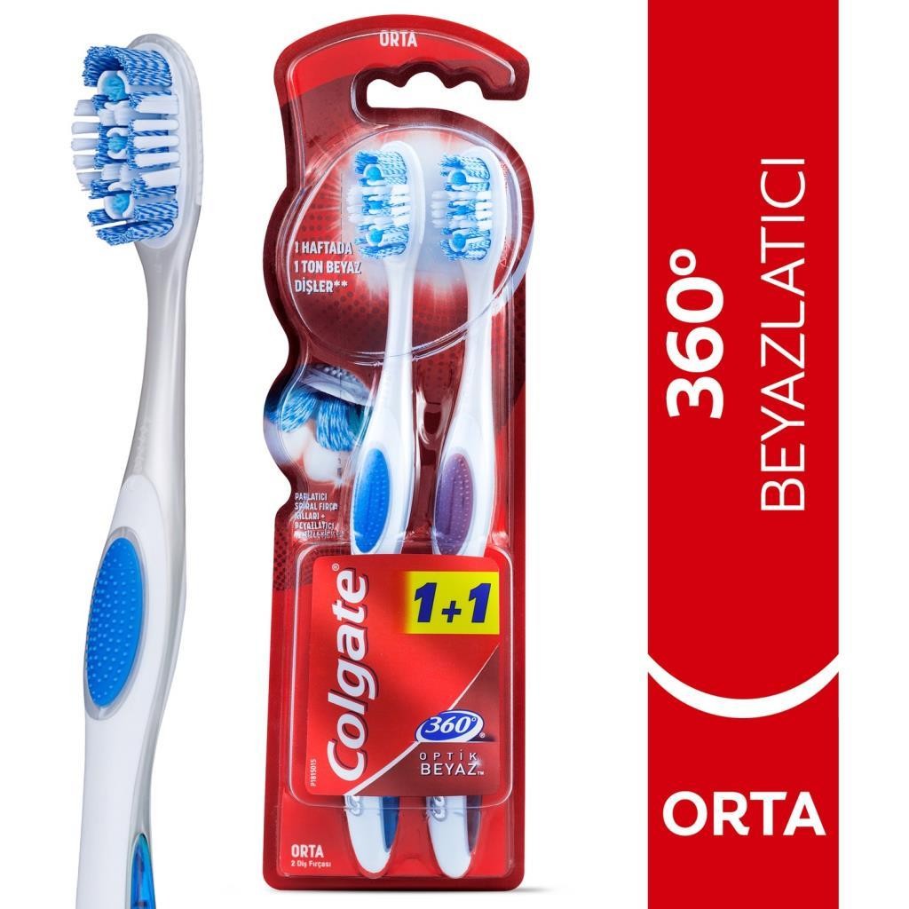 Colgate 360° Optik Beyaz Diş Fırçası 1+1 - Orta