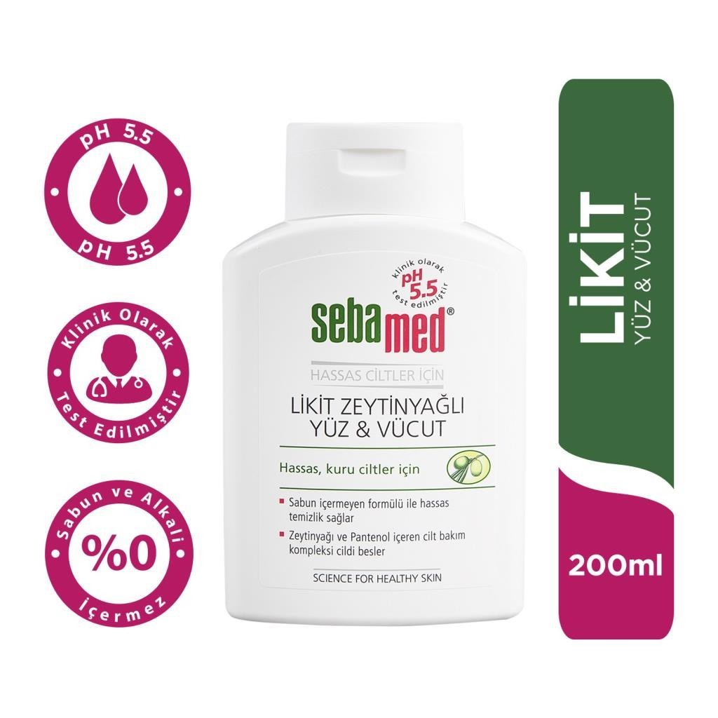 Sebamed Likit Zeytinyağlı Yüz ve Vücut Hassas Ciltler Temizleyici 200 ml