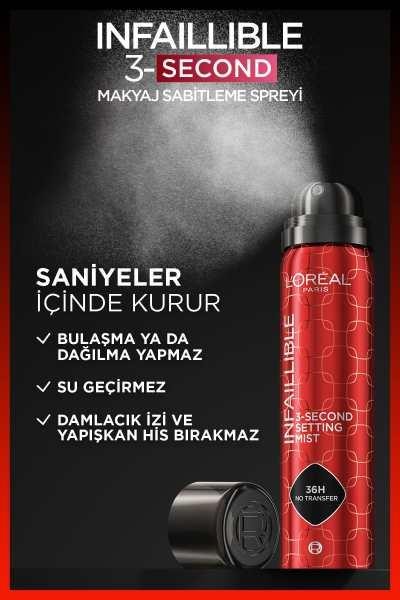 Loreal Paris Infaillible 3-Second Makyaj Sabitleme Spreyi 75 ml 