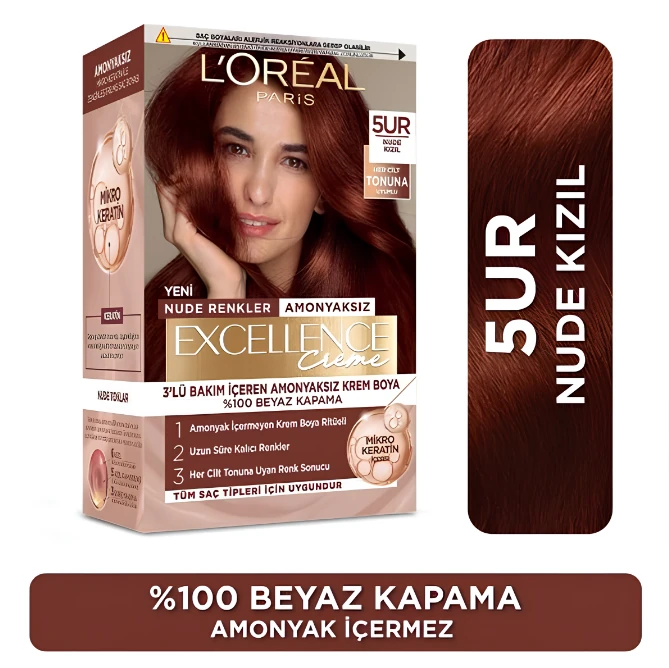 L’Oréal Paris Excellence Creme Nude Renkler Saç Boyası – 5UR Nude Kızıl