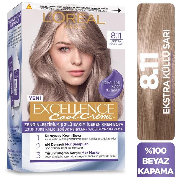 L’Oréal Paris Excellence Cool Creme Saç Boyası – 8.11 Ekstra Küllü Sarı