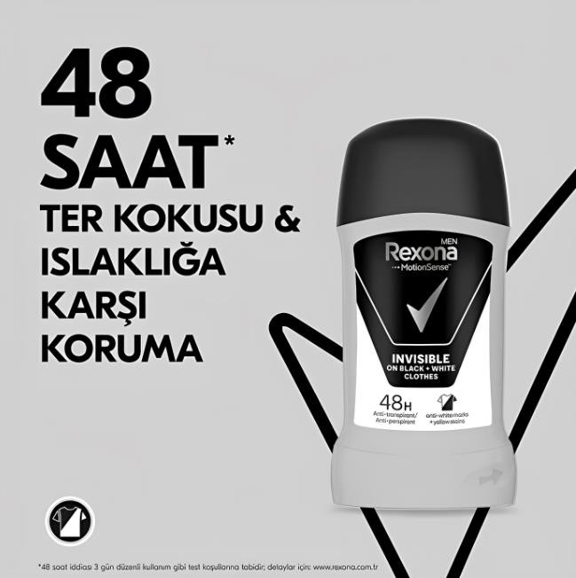 Rexona Men Stick Deodorant Invisible On Black White Clothes