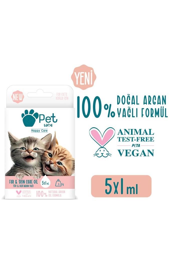 Pet Love Kediler İçin Tüy & Deri Bakım Yağı 5x1 ml