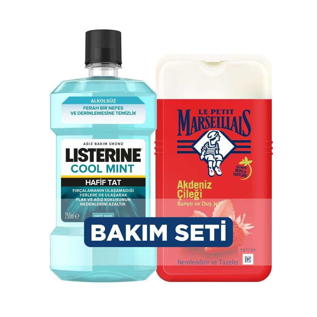 Listerine Cool Mint Ağız Bakım Suyu 250ml + Le Petit Marseillais Akdeniz Çileği Duş Jeli 250ml