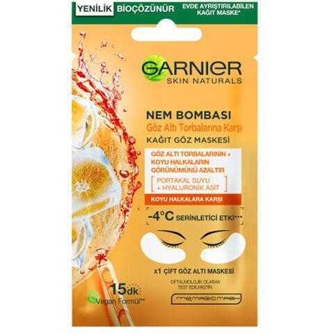 Garnier Nem Bombası Göz Altı Torbalarına Karşı Kağıt Göz Maskesi 6 gr - Portakal Suyu
