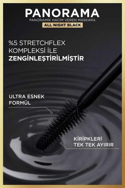  L'Oréal Paris Panorama Hacim Veren Maskara All Night Black - Siyah