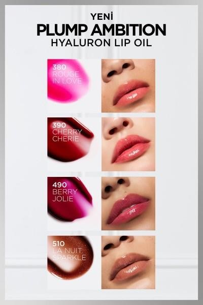 L'Oréal Paris Plump Ambition Hyaluron Lip Oil Besleyici ve Nemlendirici Dudak Parlatıcısı - 380 Rouge In Love