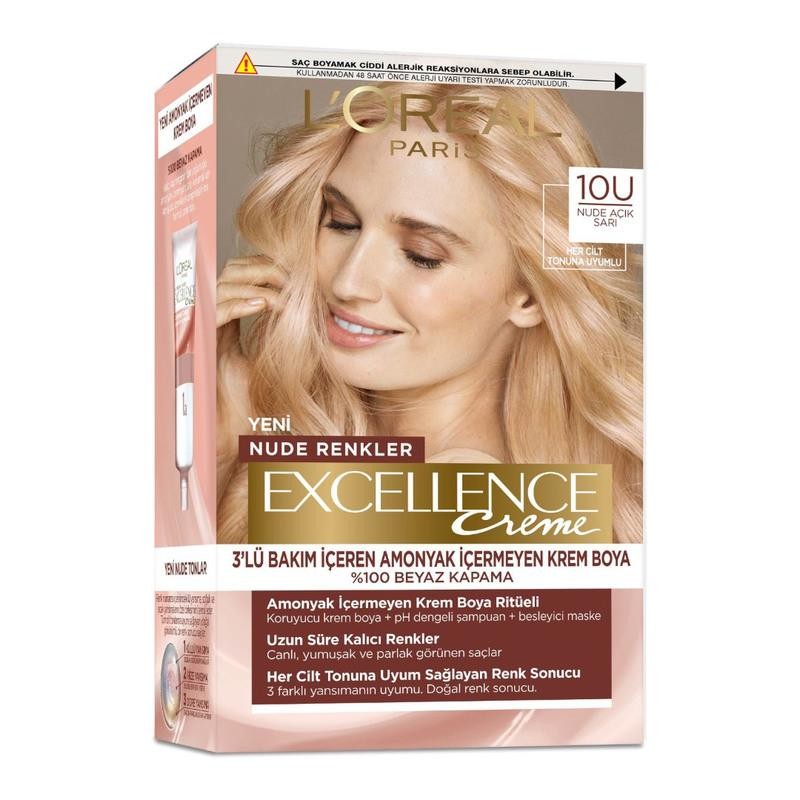 L’Oréal Paris Excellence Creme Nude Renkler Saç Boyası - 10U Nude Açık Sarı