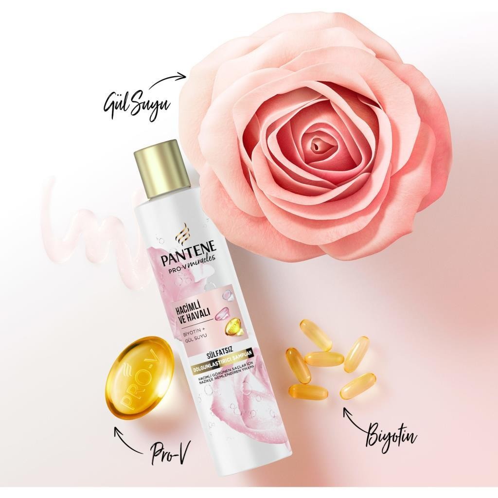 Pantene Pro-V Miracles Hacimli ve Havalı Biyotin+Gül Suyu Sülfatsız Şampuan 225 ml