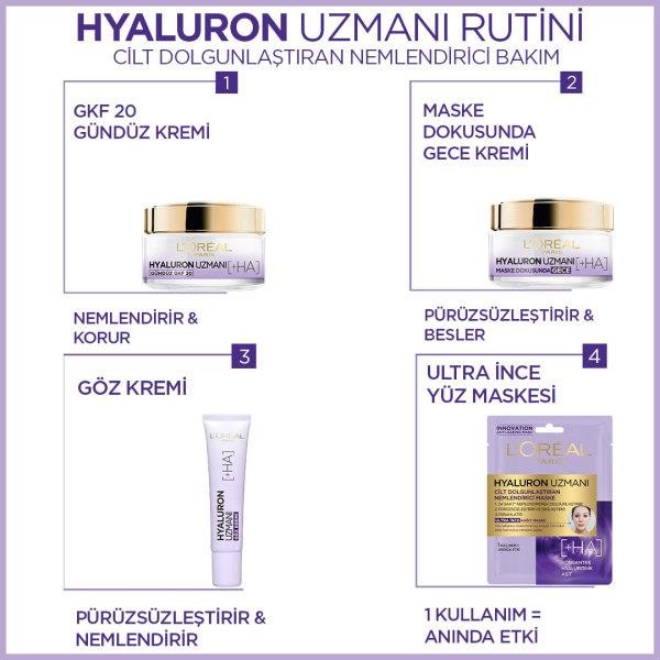 L’Oréal Paris Hyaluron Uzmanı Cilt Dolgunlaştıran Nemlendirici Kağıt Yüz Maskesi 1 Adet