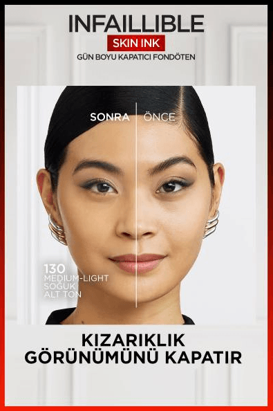 L'Oréal Paris Skin Ink Gün Boyu Kapatıcı Fondöten - Soğuk Alt Ton 130
