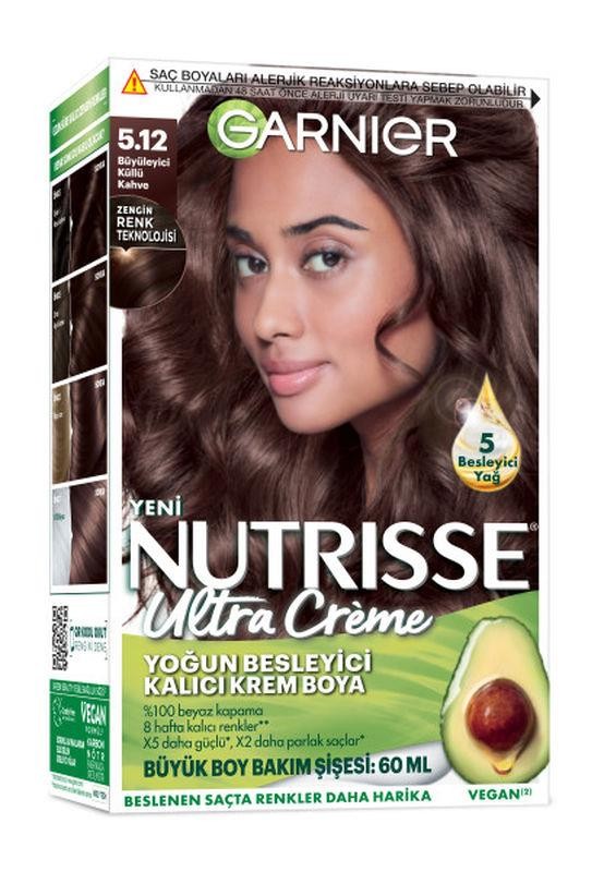 Garnier Nutrisse Yoğun Besleyici Kalıcı Krem Saç Boyası - 5.12 Büyüleyici Küllü Kahve